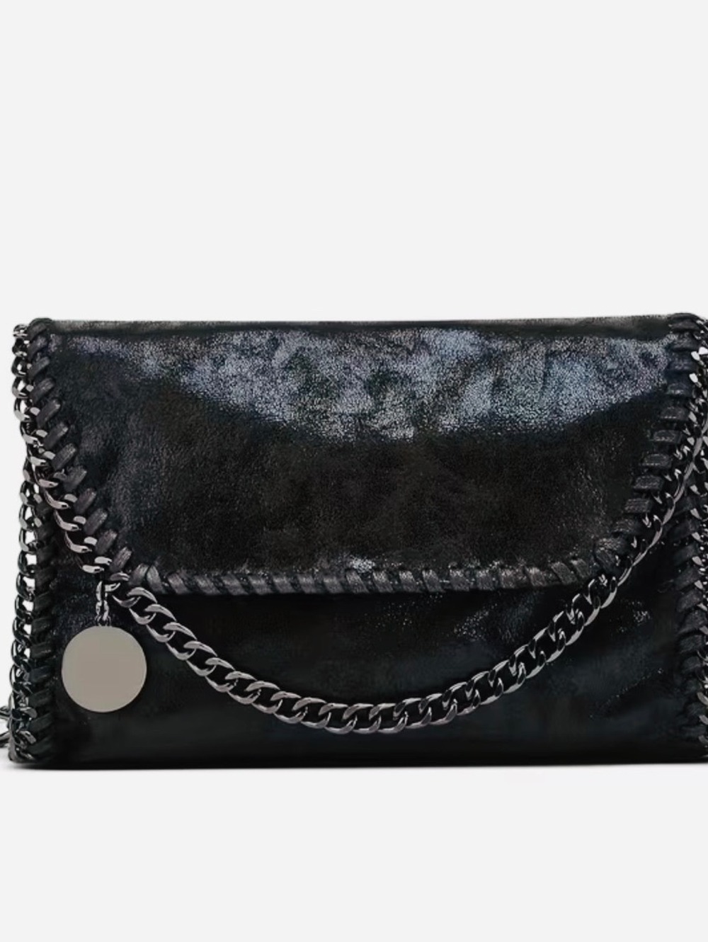 New -Vintage Inspired -Faux Leather Crossbody Bag w/Chain Strap & Accents -Black